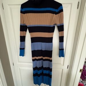 Ann Taylor Striped Knit Dress - Blue, Tan Size S